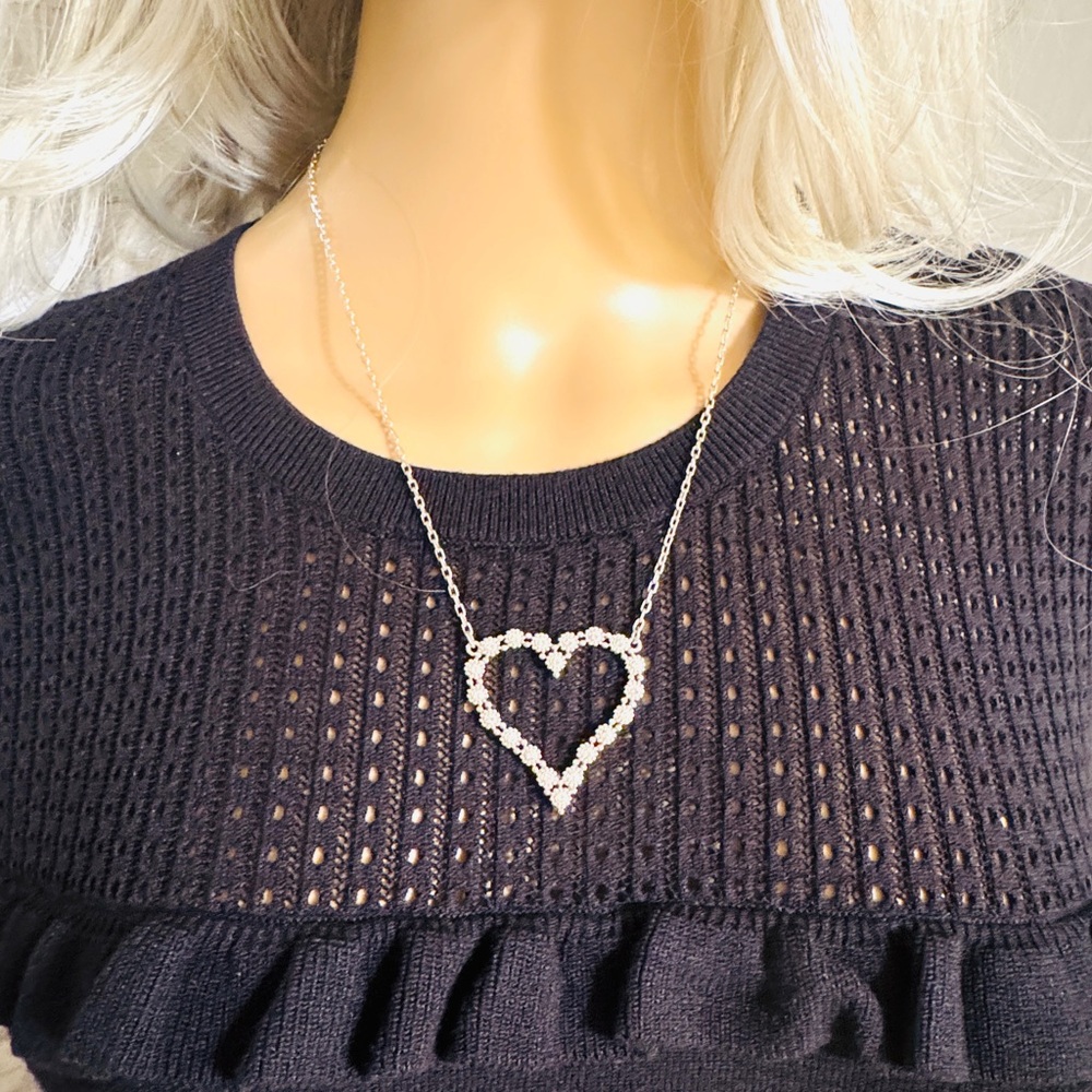 BRIGHTON Twinkle Silver Heart Crystals Necklace - Picture 2 of 12